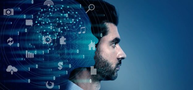 Photo close up man robotic process automation concept