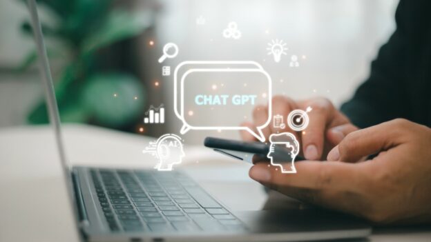 Photo chatgpt chat with ai or artificial intelligence woman chatting with a smart ai or artificial intelligence using an artificial intelligence chatbot developed by openai